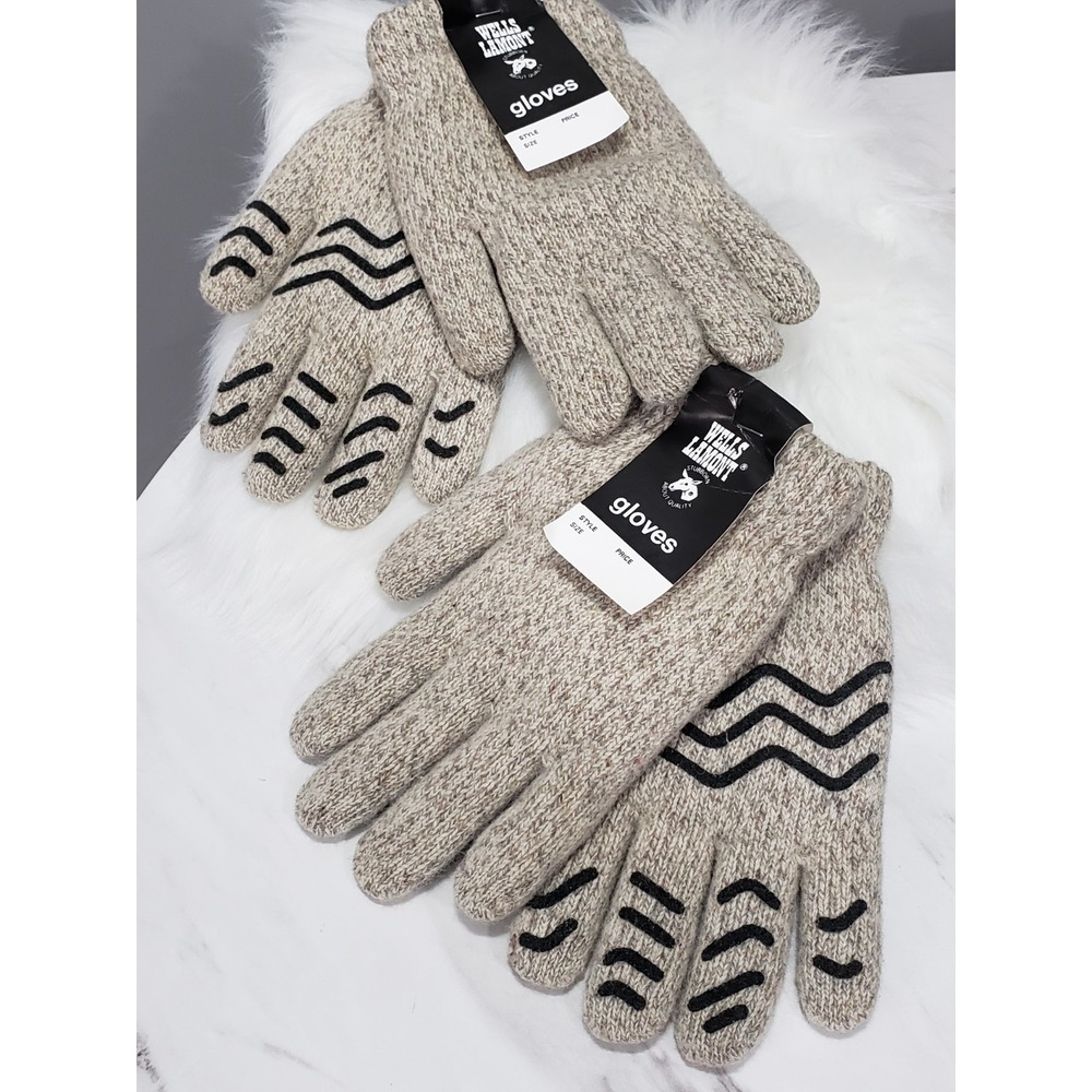 NEW VINTAGE PVC GRIP Wells Lamont Knit Gloves Winter Work Garden Outdoor Gray